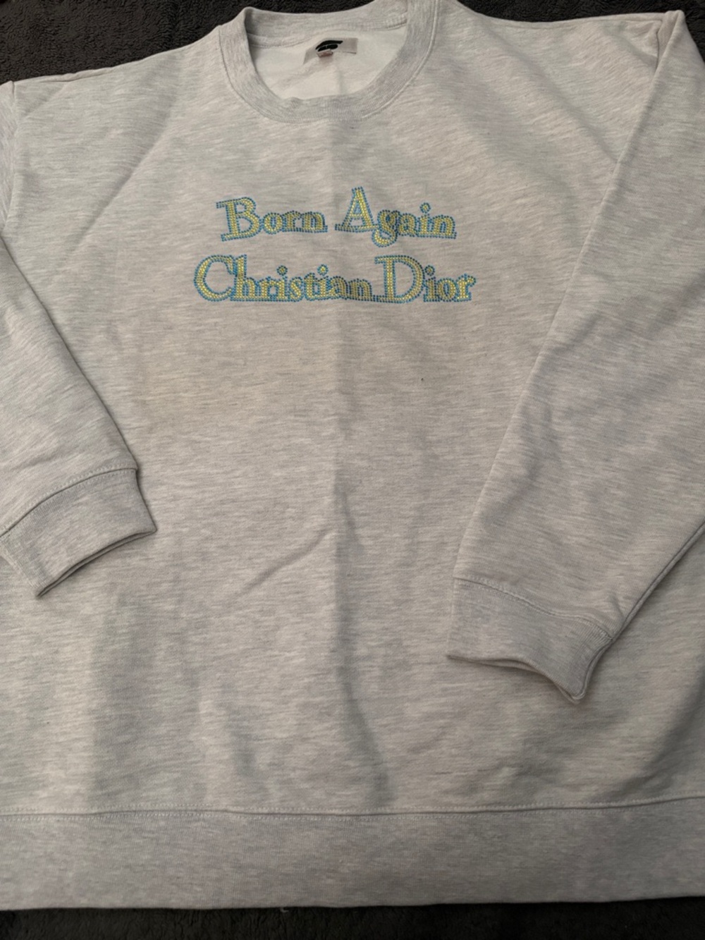 Christian Dior Born Again Embroidered Light Gray Crewneck Sweatshirt